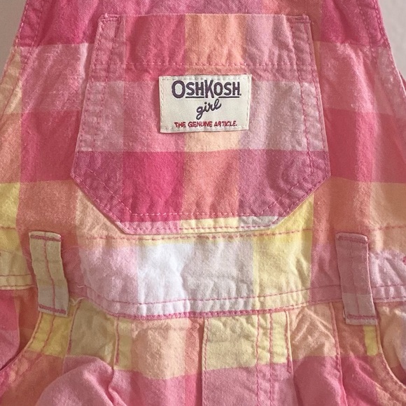 Oshkosh Girl Pink Plaid Overalls - Picture 3 of 3